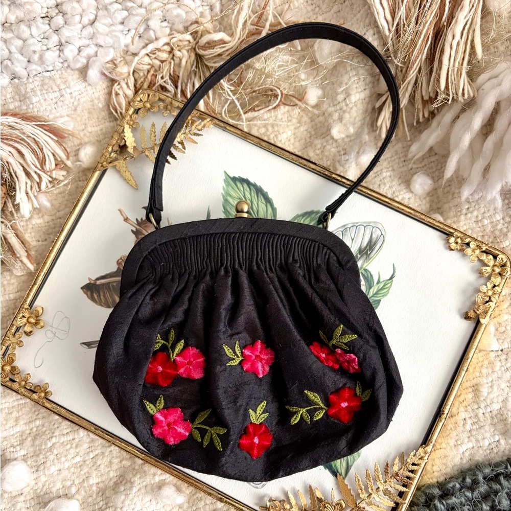 Vintage Silk Embroidered Evening Mini Talbots Purse